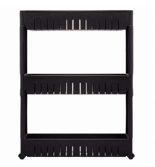 Dulap modular mobil Springos pentru baie sau bucatarie, cu 3 rafturi, 70x54 cm, negru