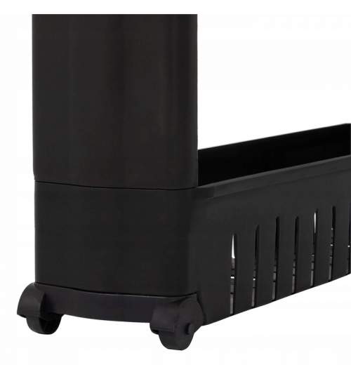 Dulap modular mobil Springos pentru baie sau bucatarie, cu 5 rafturi, 131.5x54 cm, negru
