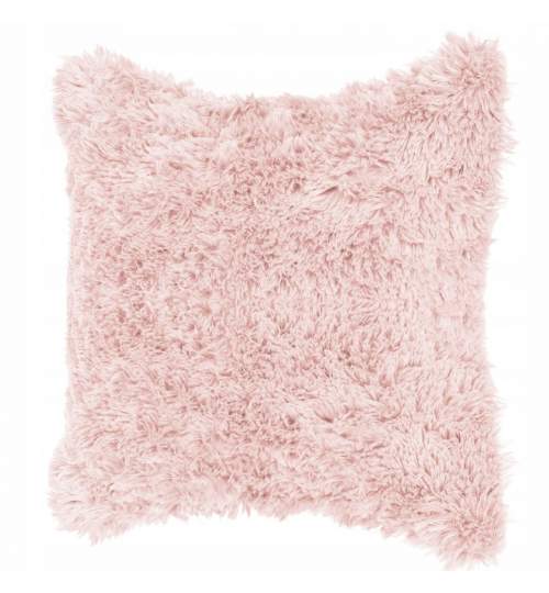 Fata de Perna Decorativa pufoasa Springos, dimensiune 40x40, culoare roz