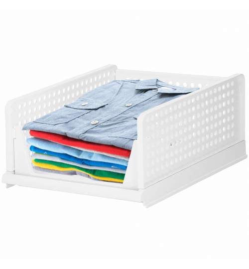 Organizator de haine Springos pliabil, pentru dulap, 14x33x43 cm, alb