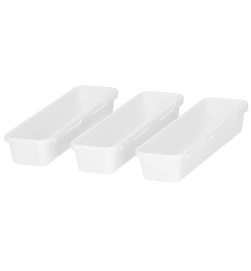 Set organizator modular tacamuri, pentru sertar bucatarie, din plastic, 8 piese, alb