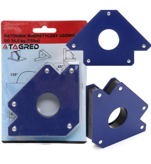 Dispozitiv magnetic Tagred pentru fixare sudura, 3 unghiuri, 34.5kg, albastru TGD13-TA622
