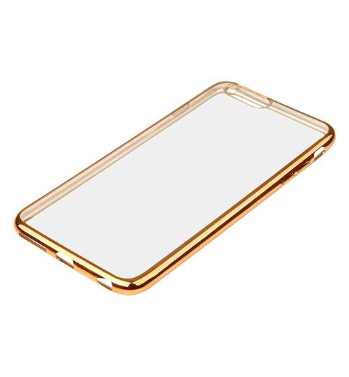Husa Carcasa de Protectie pentru Telefon Smartphone iPhone 7 Plus, Transparenta cu Margini pe Auriu