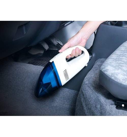 Aspirator auto portabil fara sac 12V, 28x8.5x10.5 cm, alb/albastru