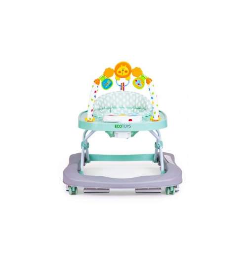 Premergator Rotobil EcoToys Pliabil pentru Copii, Inaltime reglabila, cu Centru de Joaca, verde