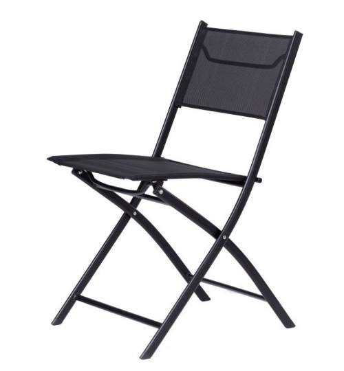 Set 2 scaune pliabile ModernHome pentru terasa sau gradina, structura din otel, 120 kg, culoare Negru