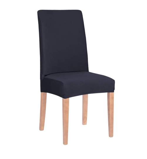 Husa pentru scaun dining sau bucatarie, din spandex, culoare bleumarin/gri