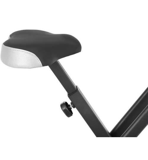 Bicicleta pentru exercitii Fitness Magnetica, Reglabila si Pliabila, cu Afisaj LCD si Senzor Puls, Capacitate 100kg, Culoare Negru
