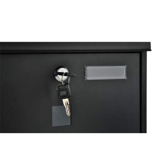 Cutie Postala din metal cu Suport pentru Ziare si Reviste, 34x30.7 cm, culoare Negru