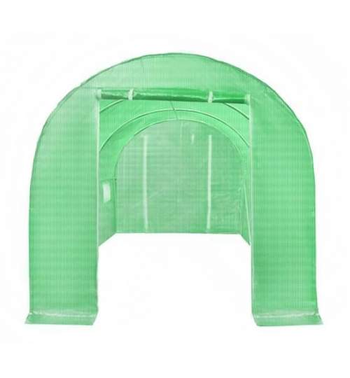 Solar Sera pentru Gradina Malatec cu 2 Ferestre Laterale, Folie Transparenta si Cadru Metalic, Dimensiuni 2x2x2 m, Verde