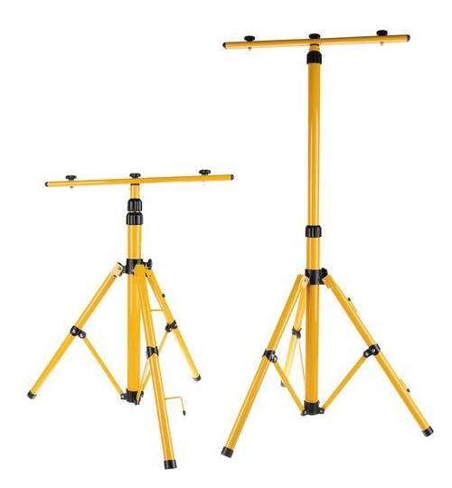 Trepied dublu universal ajustabil pentru 2 proiectoare sau lampi de lucru, inaltime 55-155cm, galben