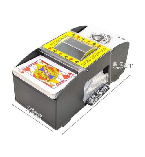 Aparat automat pentru amestecat carti de joc, functionare pe baterii, 20.5x10 cm, negru