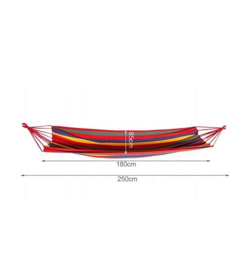 Hamac clasic single Malatec pentru curte sau gradina, capacitate 120 kg, 200x80 cm, multicolor