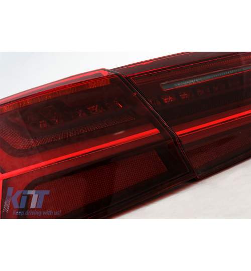 Stopuri Full LED Audi A6 4G C7 (2011-2014) Red/Clear Facelift Design Semnalizare Secventiala KTX2-TLAUA64GRC