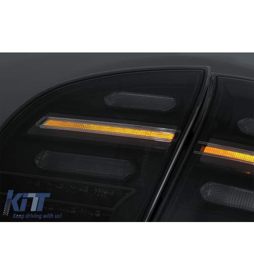 Stopuri FULL LED Porsche Cayenne 958 E2 92A Prefacelift (2010-2014) Negru Smoke cu Indicatoare Dinamice KTX2-RPO06SLBSRY