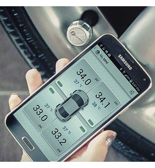 Sistem Performant FOBO Plus TPMS Autoutilitare de Monitorizare a Presiunii si Temperaturii din Roti pe Telefon prin Bluetooth - 6 Bari