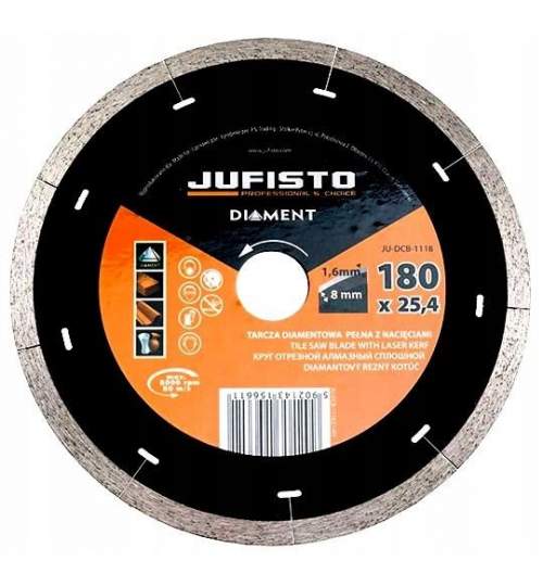 Disc diamantat, beton, taiere umeda, 180 mm/25.4 mm, Jufisto MART-JU-DCB-1118