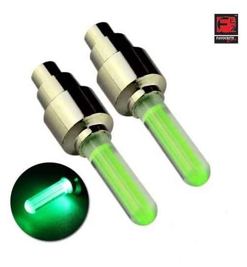 Set 2 capacele ventil LED Culoare Verde cu pornire automata