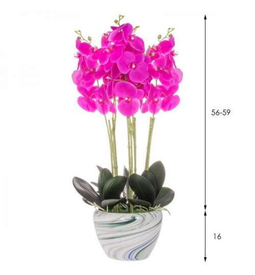 Aranjament Floral Orhidee Artificiala in Ghiveci cu 5 Tulpini, Aspect Natural,  inaltime 75 cm, Culoare Roz