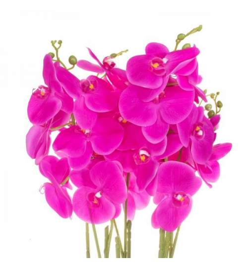 Aranjament Floral Orhidee Artificiala in Ghiveci cu 5 Tulpini, Aspect Natural,  inaltime 75 cm, Culoare Roz