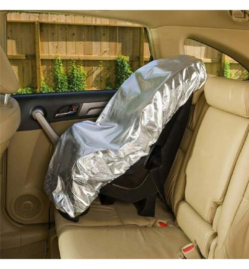 Husa universala de protectie UV pentru scaun de copil auto, 108x80 cm, gri