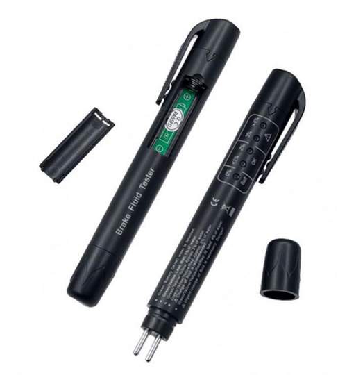 Tester auto profesional tip creion pentru lichid de frana, 5 LED-uri, 15x2 cm, negru