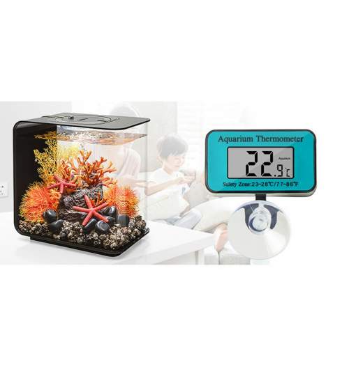 Termometru digital pentru acvariu cu ventuza si ecran LCD, 1xLR44, albastru