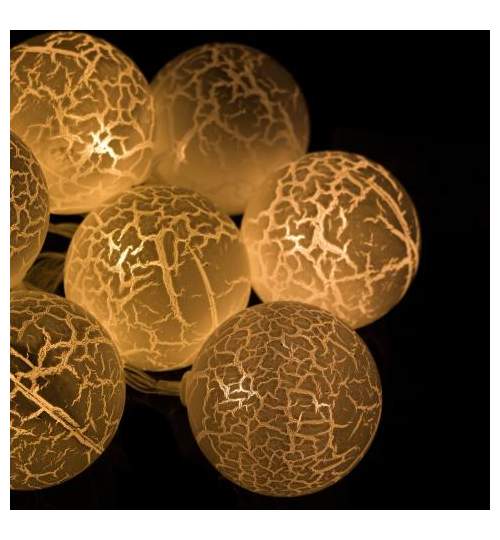 Ghirlanda luminoasa decorativa LED de Craciun, cu 10 globuri albe, 2.1 m, alb cald, 2xAA