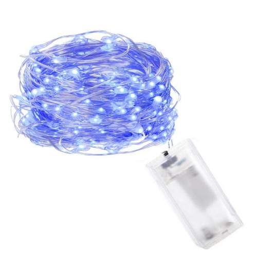 Instalatie luminoasa LED de Craciun, cu 10 led-uri, albastru, 90 cm, 2xAA