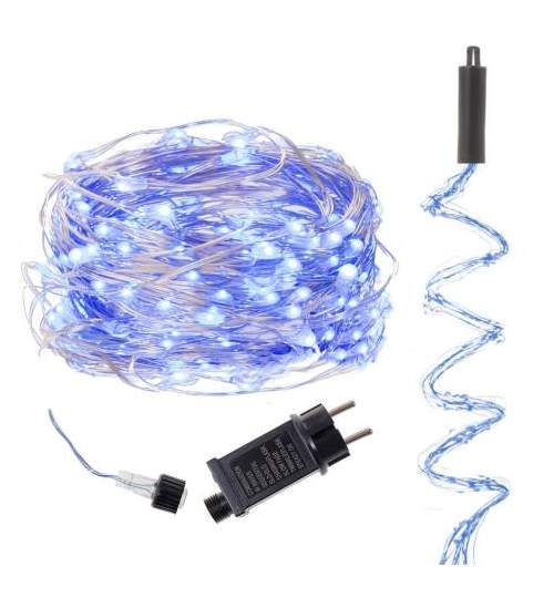 Instalatie luminoasa decorativa Angel Hair, cu 15 siruri LED, 300 led-uri, lungime 2m, 220V, albastru