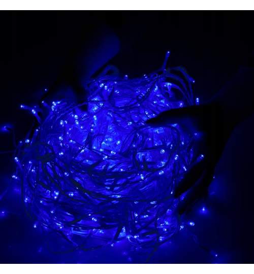 Instalatie luminoasa decorativa cu 300 LED-uri, pentru Craciun, tip Perdea, lungime 12m, 220V, albastru