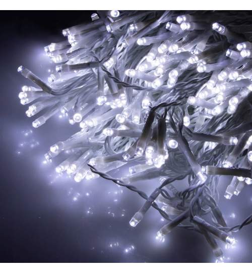 Instalatie luminoasa decorativa cu 306 LED-uri, pentru Craciun, tip Perdea, 3m, 220V, alb rece