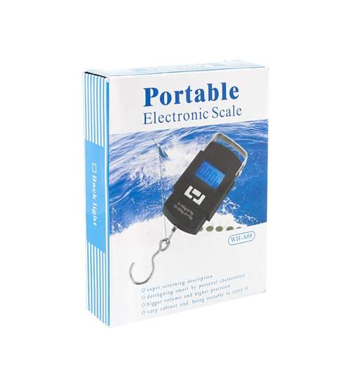 Cantar digital de mana portabil sarcina maxima 50kg pentru pescuit sau bagaje, cu senzor de temperatura exterior