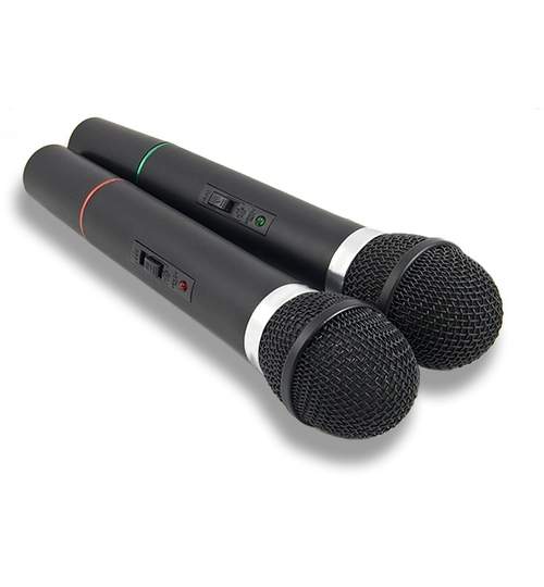 Set Karaoke cu 2 microfoane fara fir si unitate de control Negru
