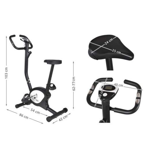 Bicicleta pentru Fitness Reglabila, Magnetica, Afisaj LCD si Microcontroler, Negru