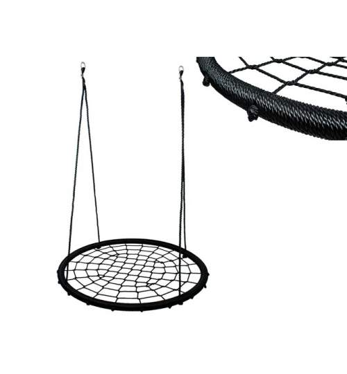 Leagan Balansoar rotund Iso Trade tip cuib pentru curte, gradina sau terasa, 150kg, 100cm, negru