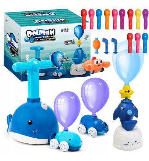 Set Interactiv pentru Copii de Lansare Baloane cu Aer si Diverse Figurine, albastru/alb