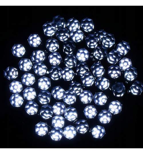 Instalatie luminoasa de Craciun 120 LED-uri hexagonale, lungime totala 9m , 8 functii, 3x baterii AA, culoare alb rece