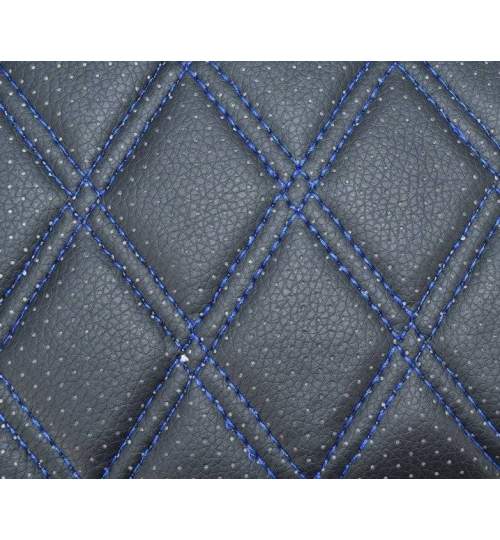 Huse ALM textil - piele romburi Dacia Logan 2013-2020 bancheta fractionata Negru+Albastru MALE-6431