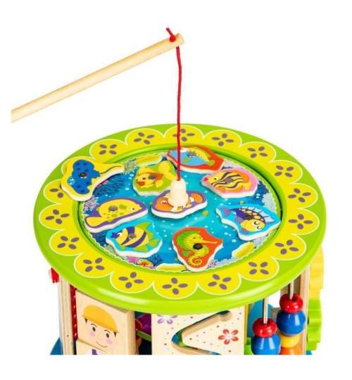 Cub Interactiv pentru Copii din Lemn cu Accesorii si Diferite Activitati, Multicolor