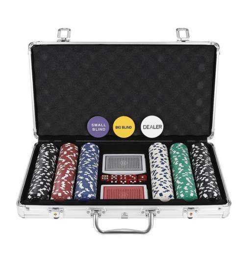 Set De Poker 300 Jetoane cu Servieta de Aluminiu si Accesorii