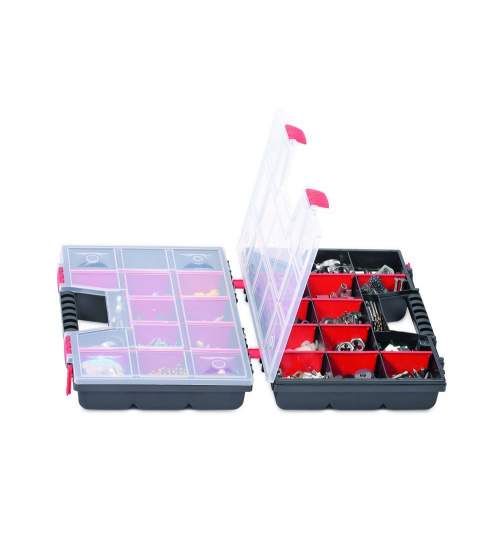 Organizator cutie tip valiza, dublu Kistenberg, 39.9x10x30.3 cm, negru/rosu
