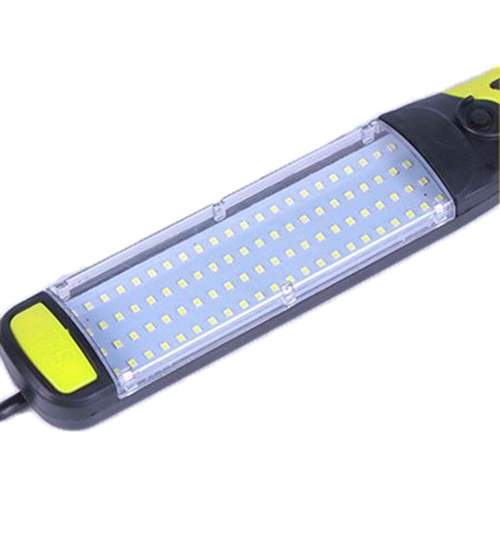 Lanterna, Lampa LED pentru Lucru sau Atelier, 100 LED-uri, Rece, Cald, Neutru, Cablu 8m, 220V, negru/galben
