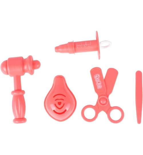 Set Figurine Educative tip Trusa Medicala pentru Copii, 16 piese, roz