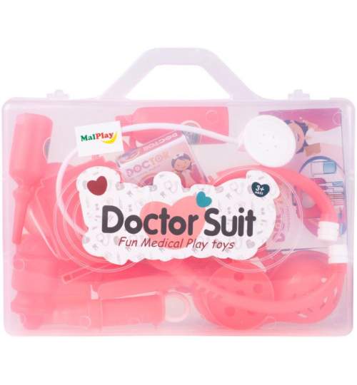 Set Figurine Educative tip Trusa Medicala pentru Copii, 16 piese, roz