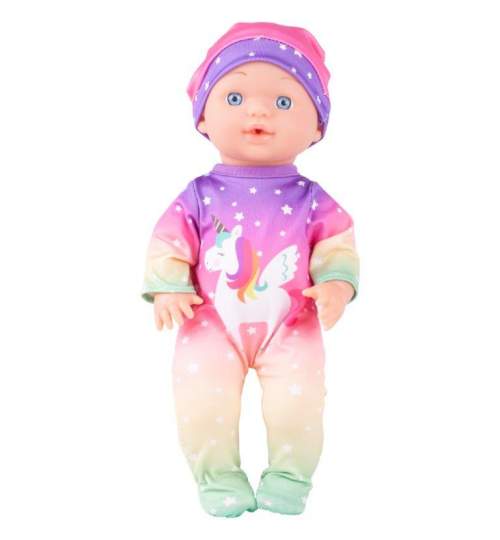 Papusa bebelus pentru copii cu olita si patut, 30 cm, roz