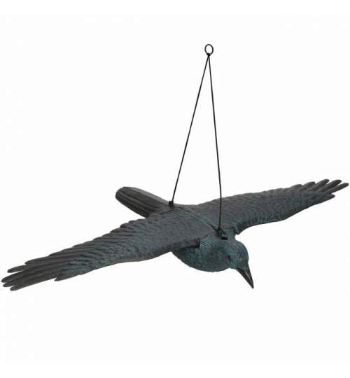 Corb Cioara Artificiala, cu aripi intinse, Sperietoare de Porumbei, pentru Alungarea Pasarilor Nedorite, culoare Negru