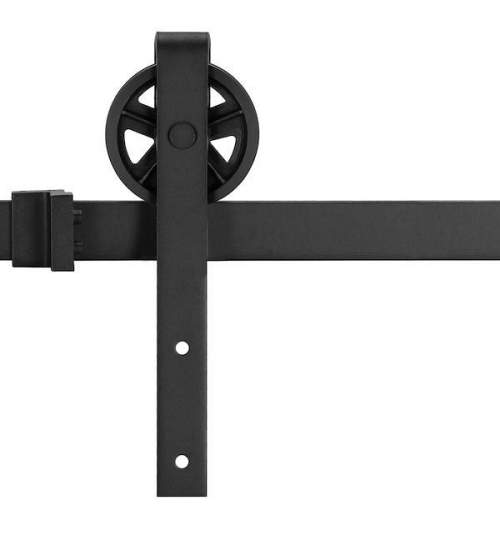 Sistem Springos pentru usi glisante cu sina pana la 183 cm, cu accesorii, greutate maxima 100 kg, Negru Mat