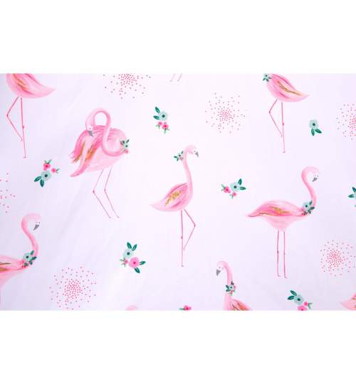 Cort de Joaca pentru Copii tip Casuta Indian cu Imprimeu Flamingo, 120x120x160 cm,  Culoare Alb/Roz