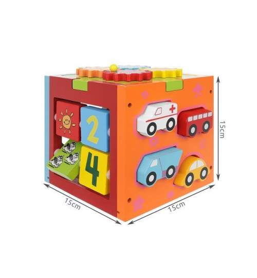 Set Joc Cub Educational Multifunctional 5-in-1 pentru Copii, Dimensiuni 15x15x15 cm, multicolor